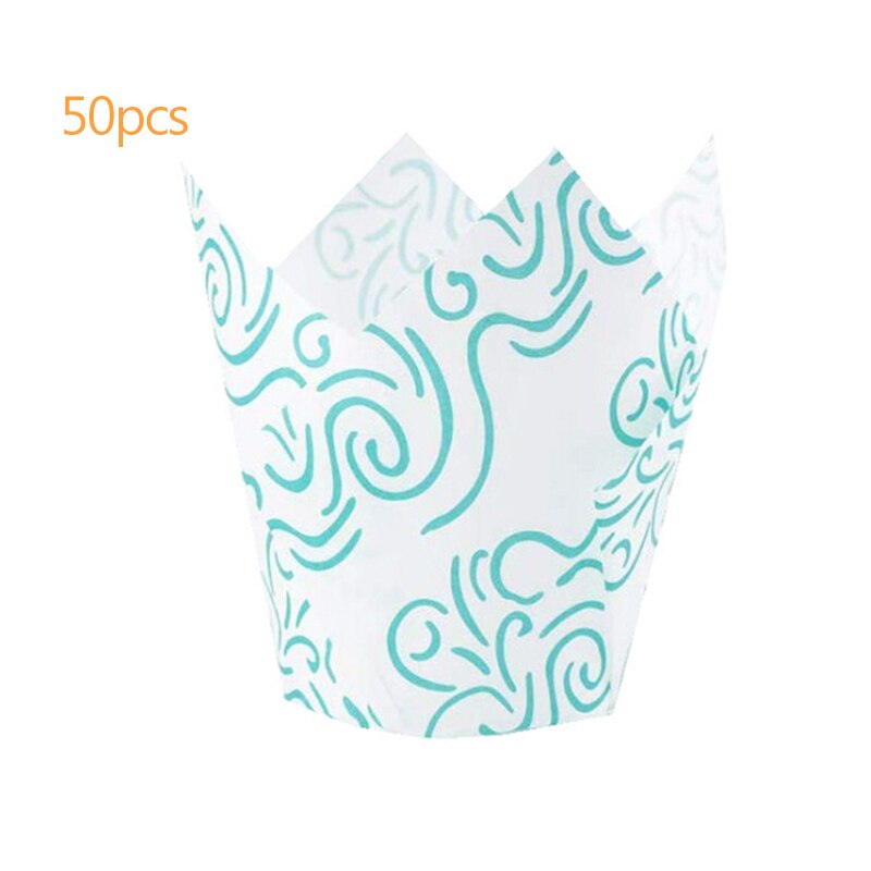 Mini Wedding Cupcake Wrappers Muffin Wrappers Diy Tulip Cupcake Liners/Cups Cupcakes Wrapping Paper White/Blue/Rose Gold 084: C 50pcs