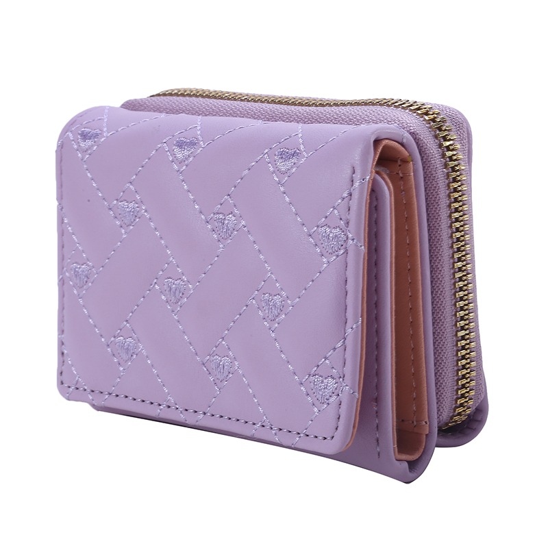 Portefeuilles Voor Vrouwen Mode Pu Lederen Geborduurde Liefde Tri-Fold Kleine Portemonnee Kawaii Schattige Kaarthouder Multi-Card Slot Muntportemonnees: YELLOW