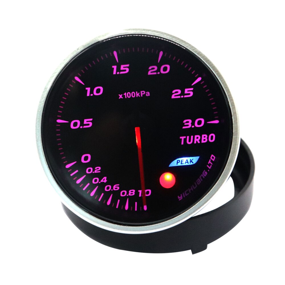 Modified Auto Car Instrument 12V 64 Color Backlight Adjustable 300KPa Turbocharger Gauge Car Meter with Sensor (Black)