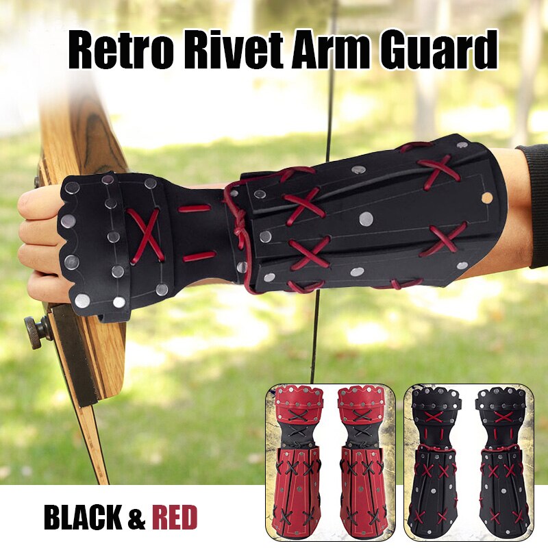 Medieval Samurai PU Leather Armor Bracer Long Gloves Men Cosplay Knight Lace Up Wristband Steampunk Accessories Vambraces