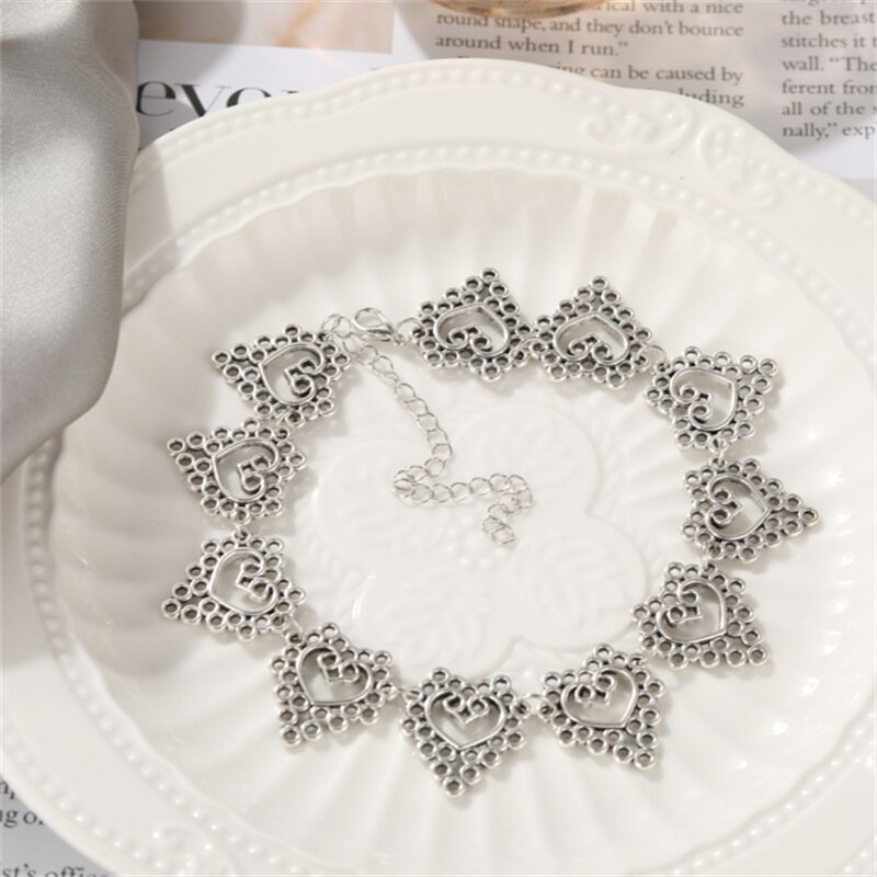 Kpop Vintage Harajuku Goth catene a cuore in metallo girocollo collane Grunge per donna Egirl Cosplay accessori estetici gioielli: F