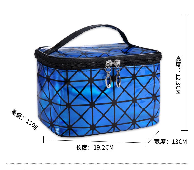 Multifunctional geometric cosmetic bag Women Leather waterproof cosmetic makeup bag travel organizer for toiletry bag