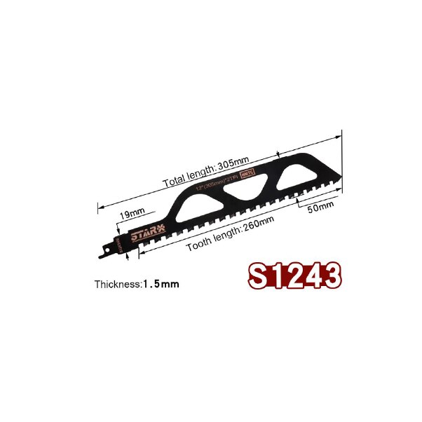 Demolition Masonry Reciprocating Saw Blade for Cutting Brick Stone Alloy Steel 28TC: S1243