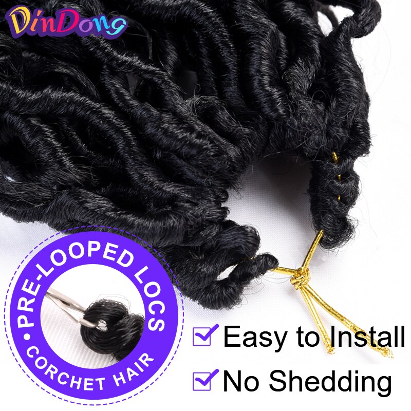 Dea Del Faux Locs Ricci Sintetici Trecce Boho uncinetto Treccia Disordinato Faux Locs Estensioni Dei Capelli Del uncinetto Della Boemia per Le Donne