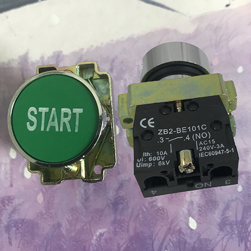 XB2 22mm Momentary Flat Pushbutton Self Reset Symbol Push Button Switch 1 NO 1NC touch switch Stop start signal: Black