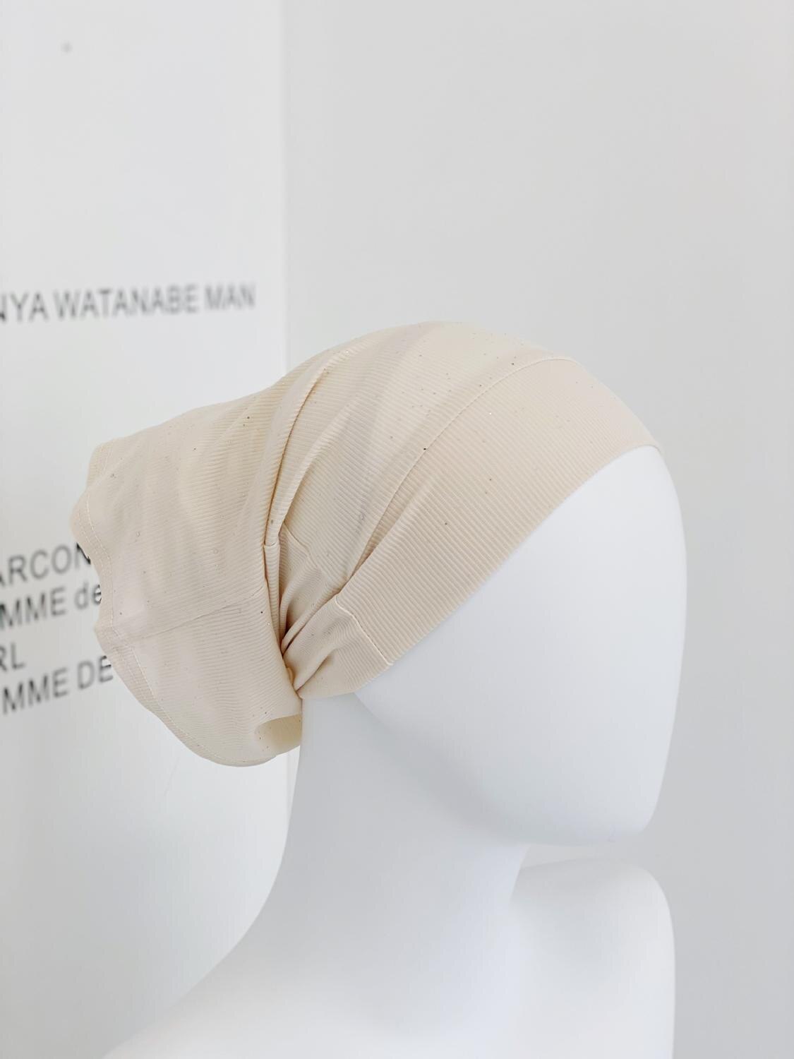 Ribbad inner hijab kepsar för kvinnor muslimsk rör keps elastisk islamisk underscarf motorhuv hatt huvudskydd huvudband turban: 6