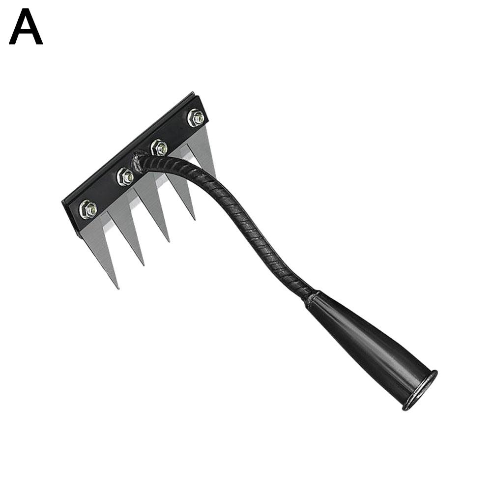 Râteau à main de jardin en acier au carbone, 5/6/7/8 dents, outil agricole, scarificateur de désherbage, herse à ongles agricole, herse en métal, outil de désherbage de jardin: tapez 4