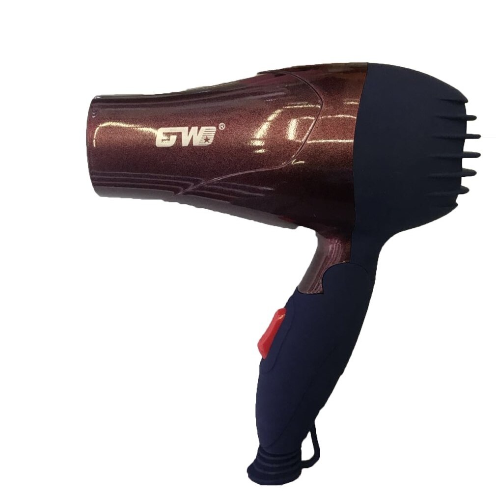 Bärbar 1500w hårtork gw -555 mini vikbart handtag kompakt fön vind låg ljudnivå lång livslängd eu plug hårtork: Kaffe