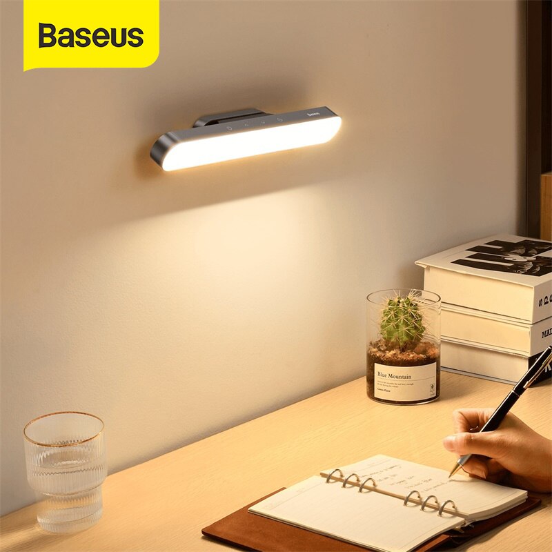 Baseus Magnetische Led Bureaulamp Voor Studie Kast Licht Usb Oplaadbare Traploos Dimmen Opladen Bureaulamp