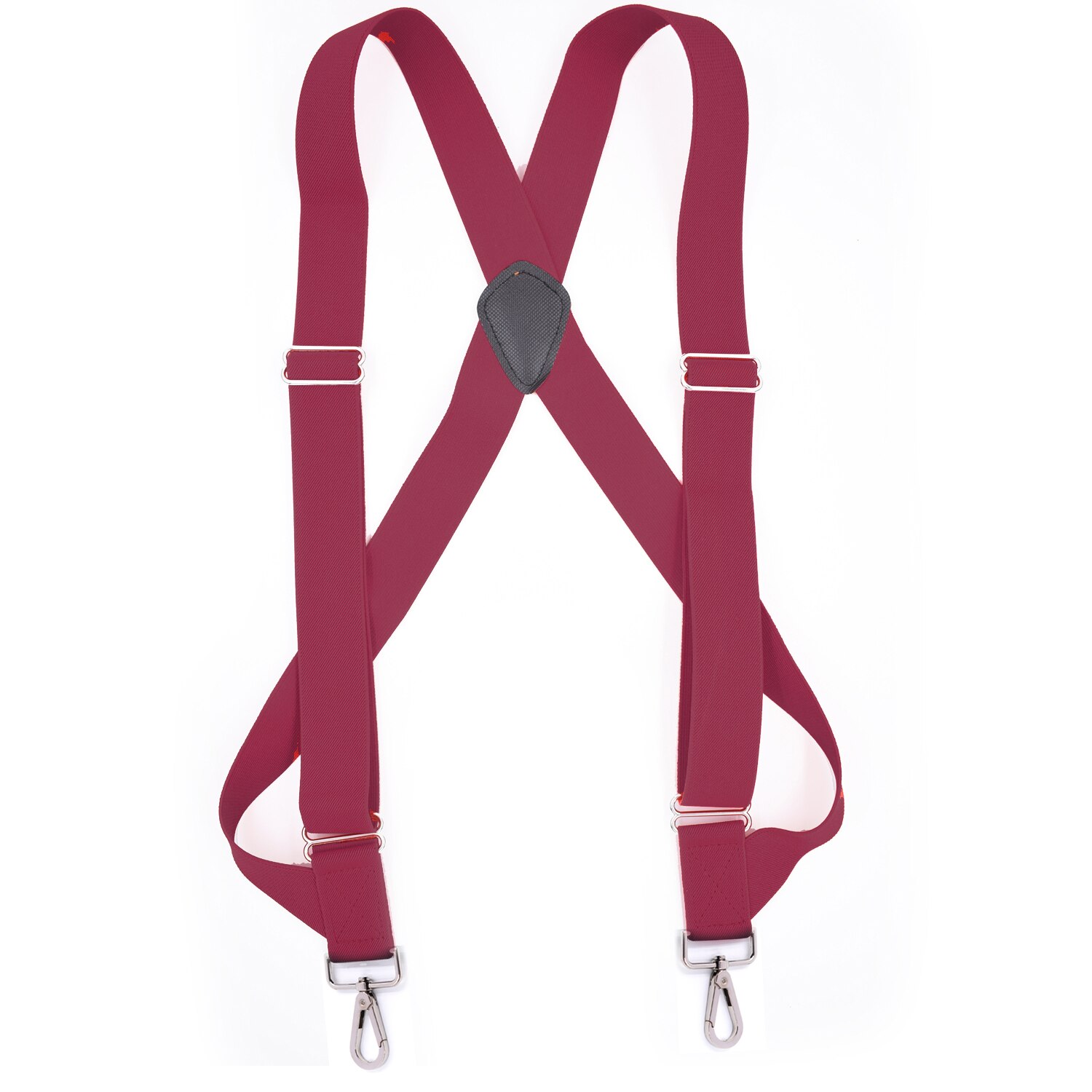 Unisex Lumberjack Harness Suspender Classic 2 Big Hook Clips Suspensorio Masculino: Burgundy color
