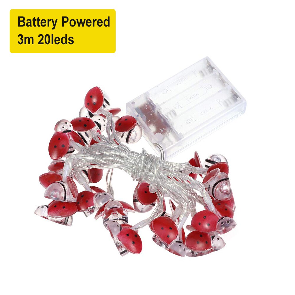 30/20/10leds biedronka łańcuchy świetlne słoneczny/zasilany z baterii zewnętrzne fantazyjne lampy doprowadziło na ślub boże narodzenie Dom girlanda na przyjęcie wystrój: bateria 3M 20leds