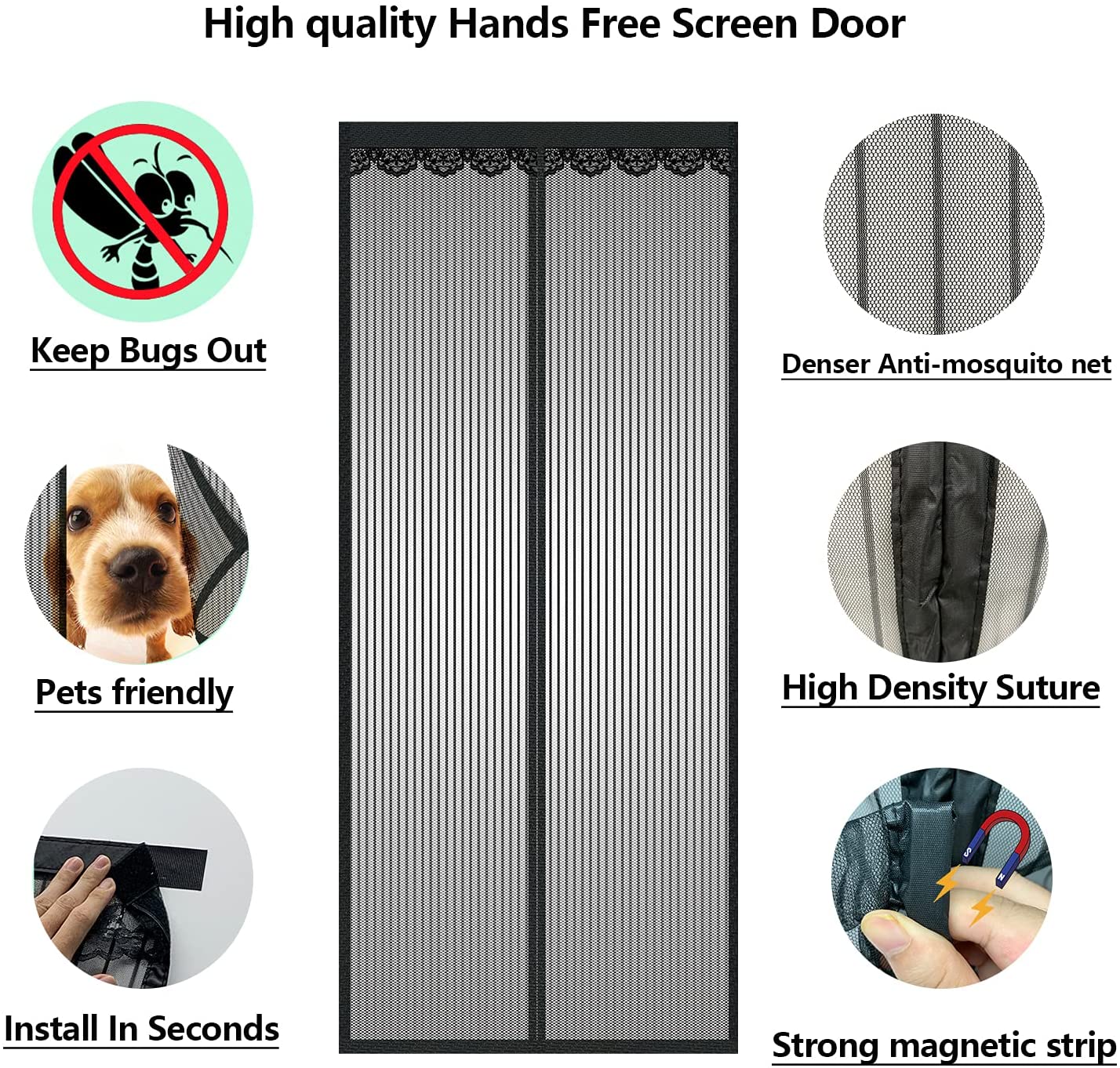 Reinforced Magnetic Screen Door Curtain Net Anti Insect Mesh Fly Screen Mosquito Protection Net Room Divider Folding Screen Wall
