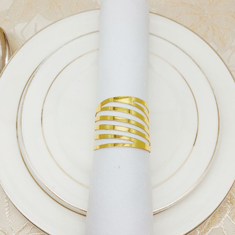6Pcs Terug Patroon Bruiloft Servetringen Tafel Decoratie Holle Familiebijeenkomsten Dagelijks Gebruik Servet Gesp Houder