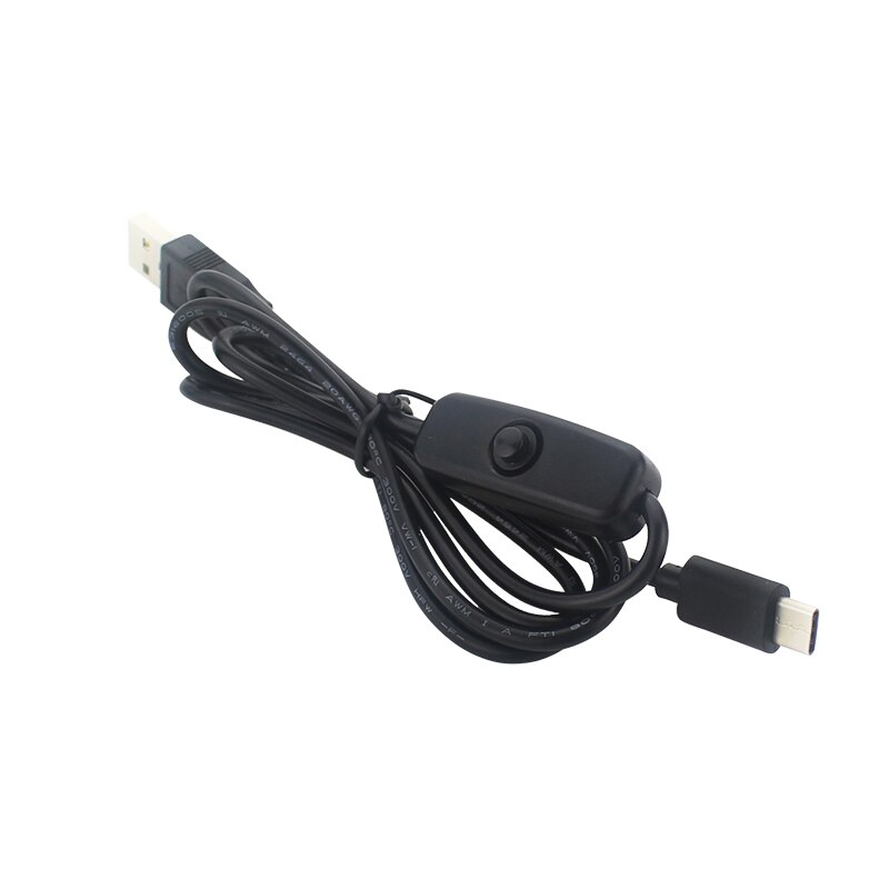 3a raspberry  pi 4 strømkabel 1m switch usb type c ladekabel med tænd/sluk knap til android telefon raspberry  pi 4