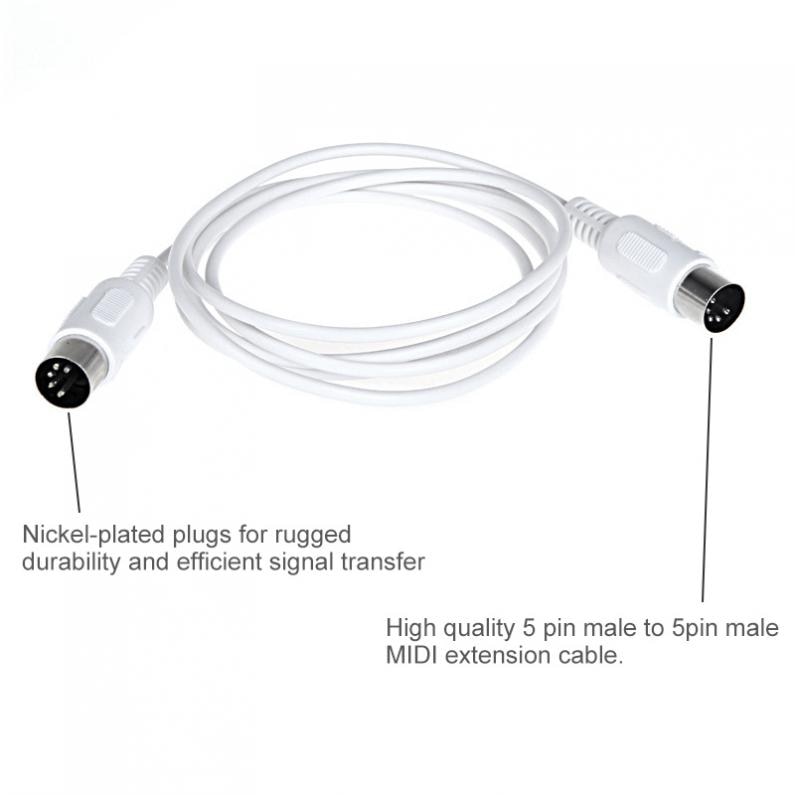 MIDI cable 1.5m/4.9ft 3m/9.8ft MIDI Extension Cable 5 pin male to 5 pin male Electric Piano Keyboard Instrument PC Cable