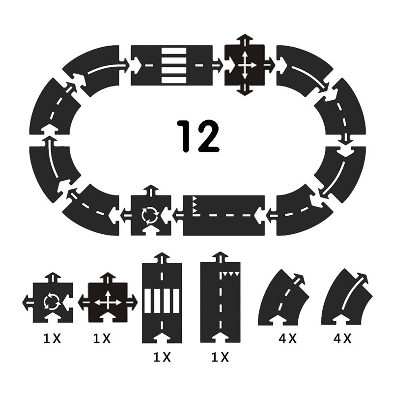 Kids Educatief Verkeer Speelgoed Voor Kinderen Road Building Speelgoed Auto Rijbaan Expressway Snelweg Flexibele Puzzel Spoor Set: 12 pcs