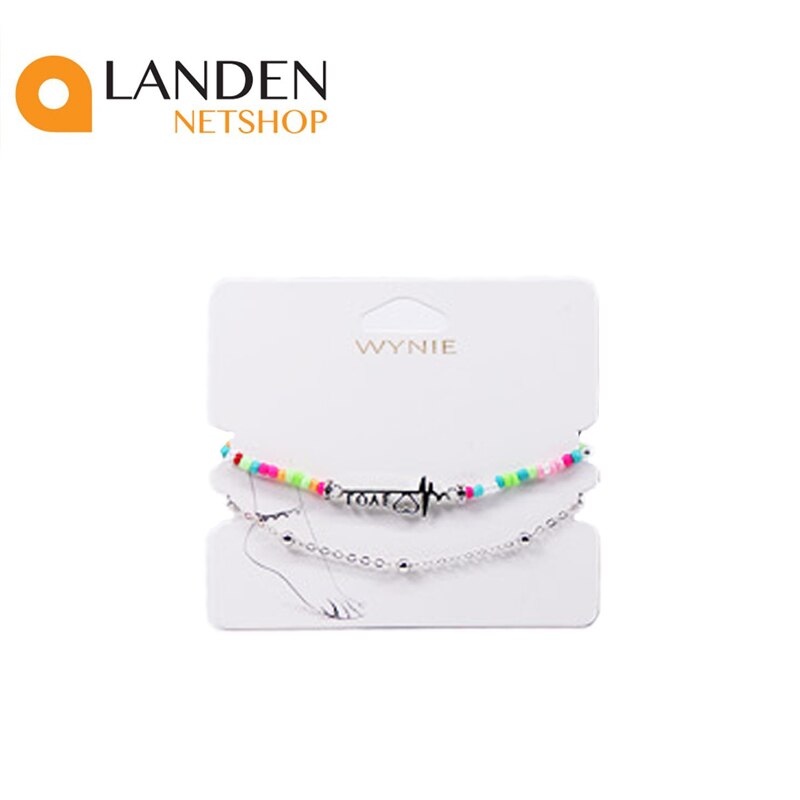 tobilleras boho Vintage para mujer, cadena de oro a la , pulsera de tobillo con cuentas de colores, joyería de pie: Love Plateado