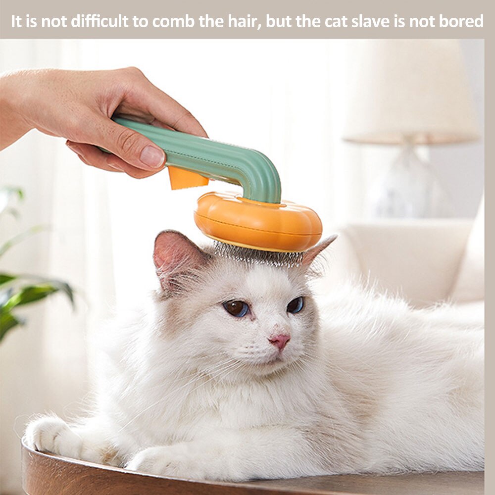 Pumpkin Pet Comb Brush Remove Floating Hair Comb Fading Cat Brush Dog Long and Short Hair Self-cleaning Comb Open Knot Comb