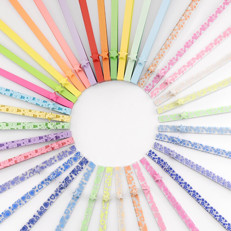 Dubbi 50pcs/lot noctilucent star color paper handmade diy lucky star paper quilling tools decoration paper for children
