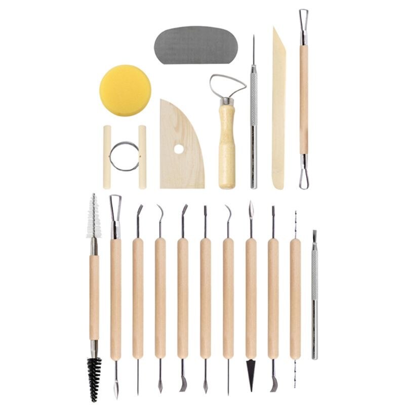 61PCS Ceramic Clay Tools Set Polymer Clay Tools Pottery Tools Set Wooden Pottery Sculpting Clay Cleaning Tool Set tools