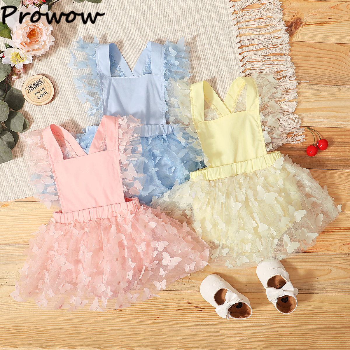 Prowow Prinzessin Baby Mädchen Strampler Kleid Sommer Süße Schmetterling Gittergewebe Karosserie Für Kleinkinder Geburtstag Party Baby Mädchen Kleidung