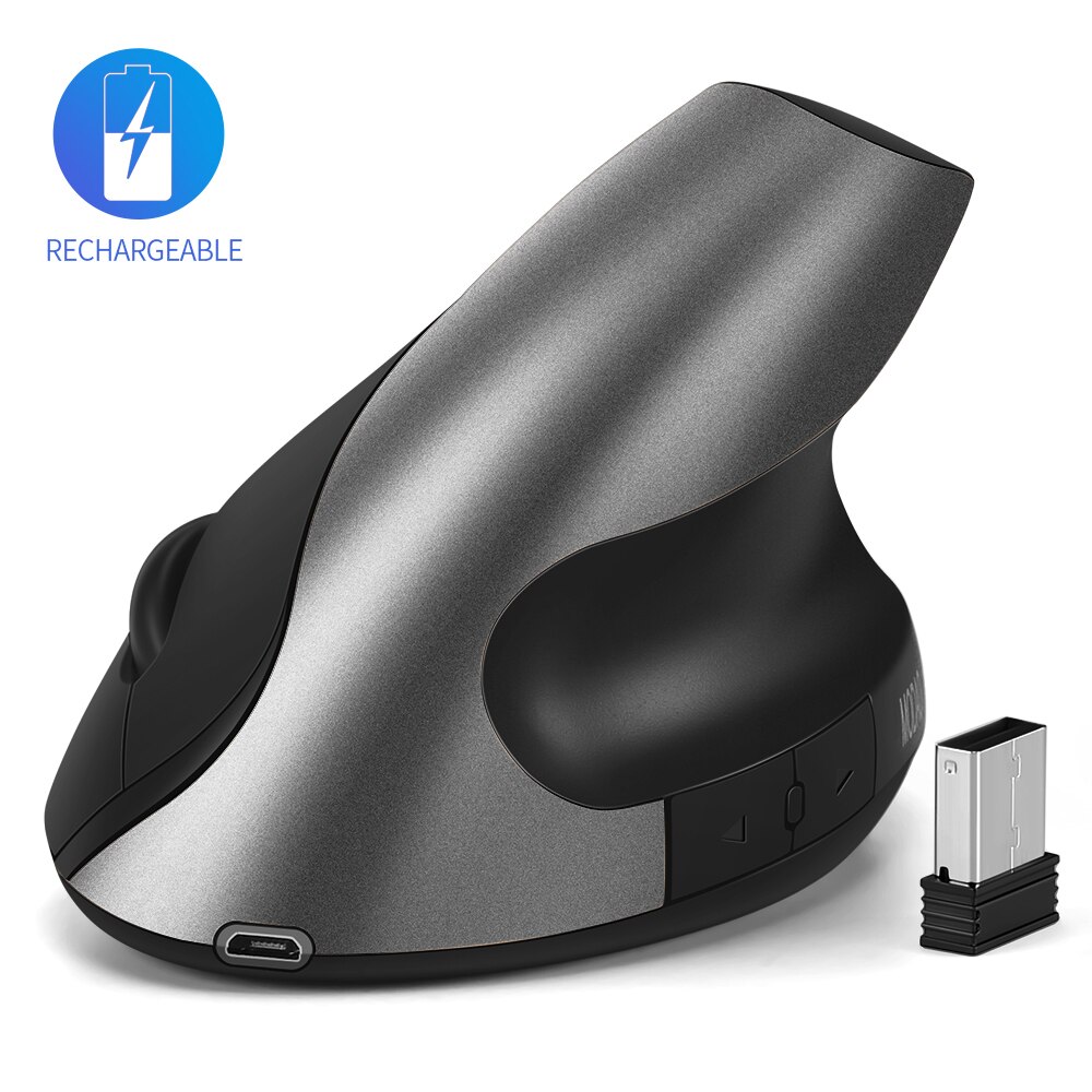 Jelly Comb Rechargeable Wireless Ergonomic Mouse Vertical Office Optical Mice for Computer Laptop Nootebook Right Hand Mice: Gray