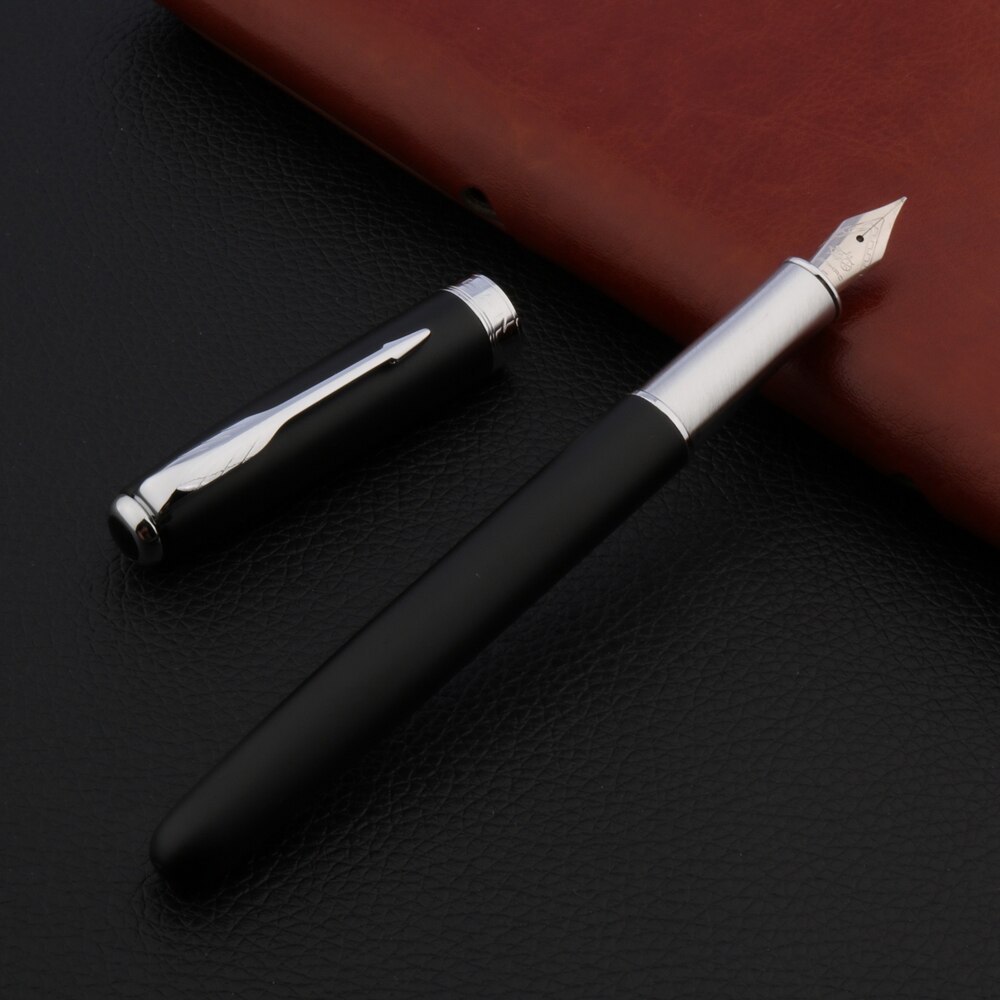 Jinhao 75 Vulpen Frosted Zwart Geborsteld Veer Titanium Zwarte Briefpapier 0.7Mm Inkt Pen Schoolbenodigdheden: A6