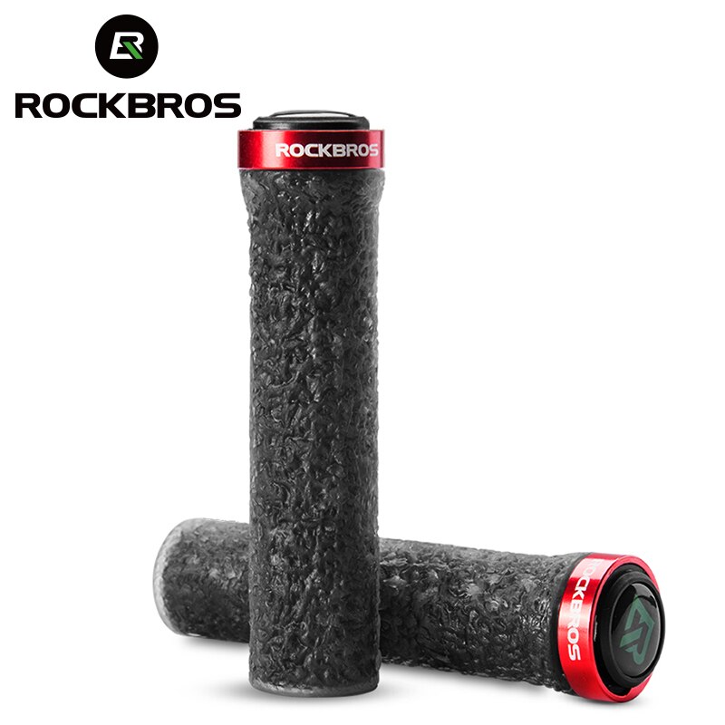 ROCKBROS Bicycle Handles Cuff Aluminum Alloy Bike MTB Grips Cycling Handlebar Shockproof Rubber Anti-slip Grips Bike Accessories
