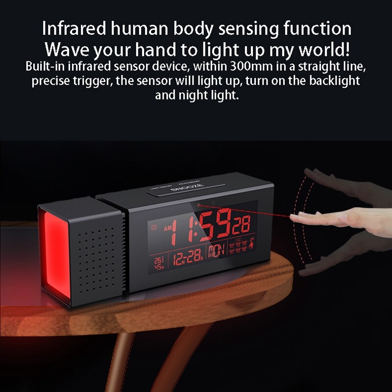 Multifunctional Alarm Clock Sound and Light Alarm Digital Clock Household Night Light IR Human Body Induction Function