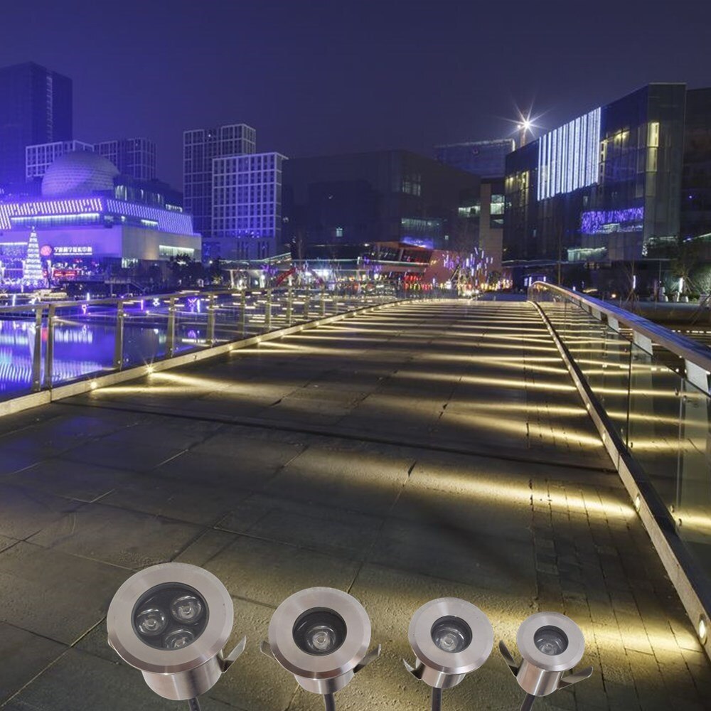 12V 24V 110V 220V stainless steel buried light mini Outdoor LED underground light 1W 3W RGB red green blue LED floor light