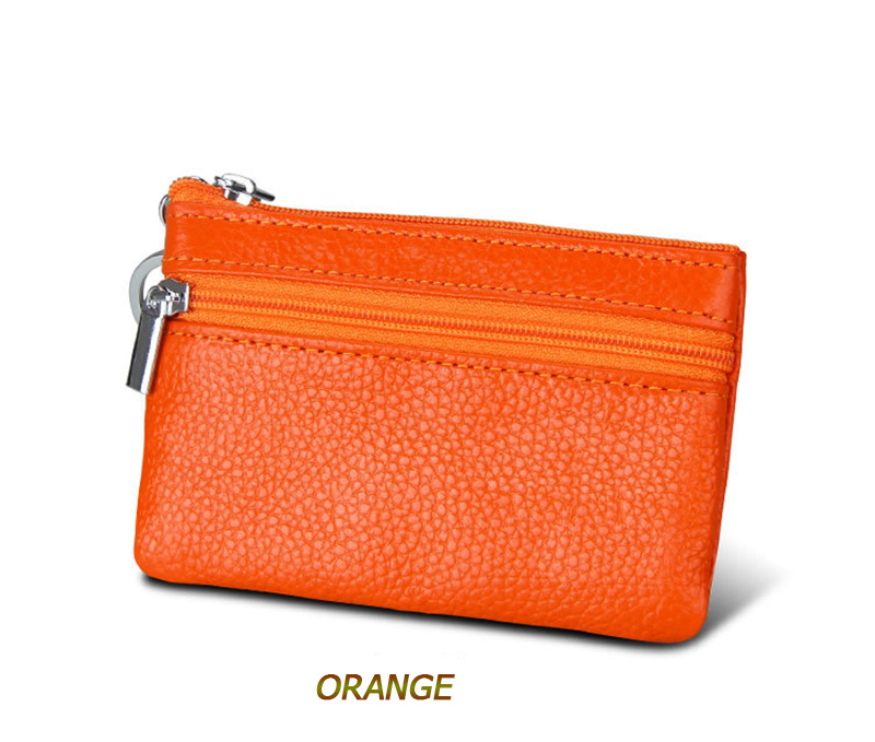 DOLOVE Brand Split Leather Women Wallets Mini Purse Lady Small Leather Wallet with Coin Pocket D-7508: Orange