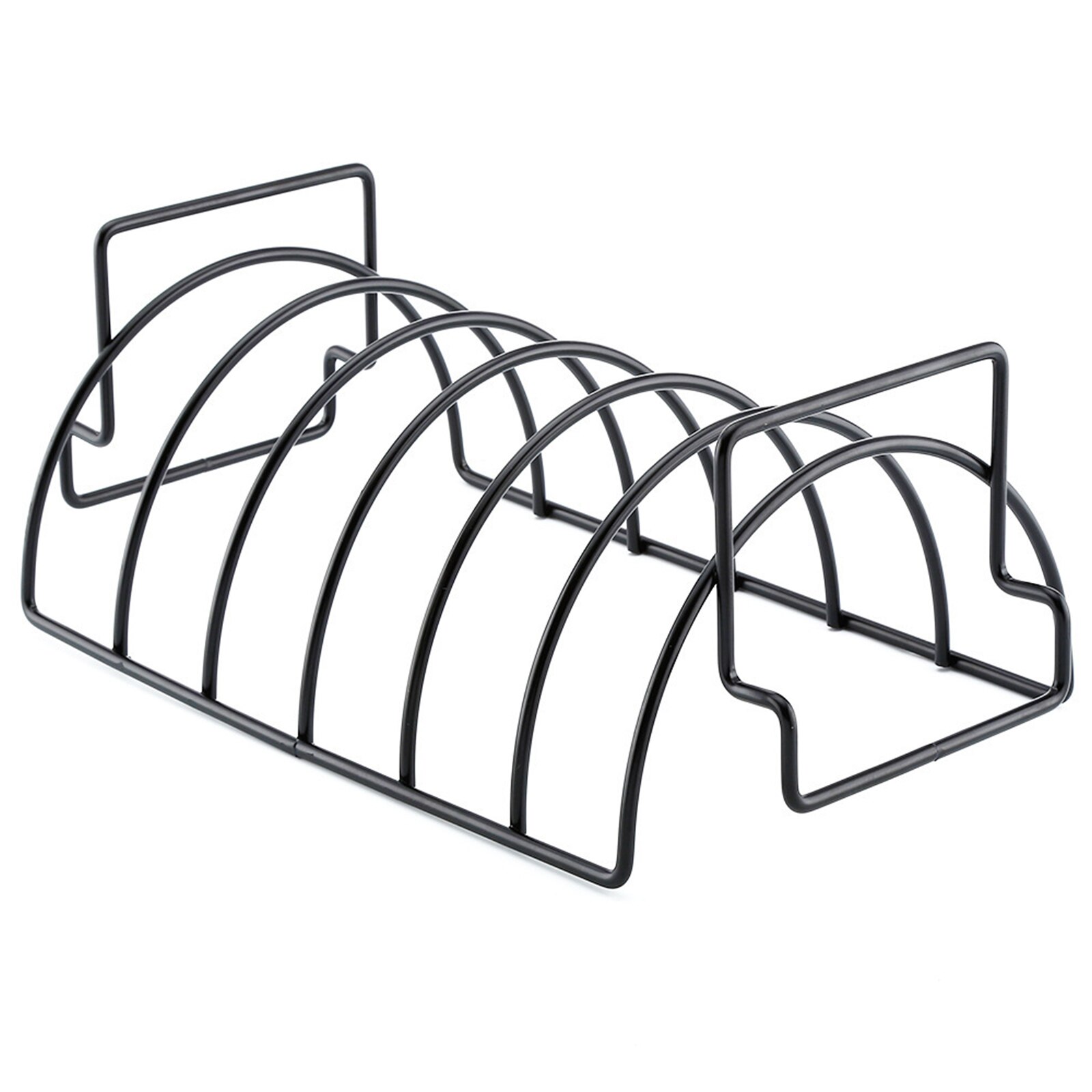 Grill Rib Rack Met Anti-aanbaklaag Ijzer Rib Holder Hold 6 Ribben Rack Voor Grillen