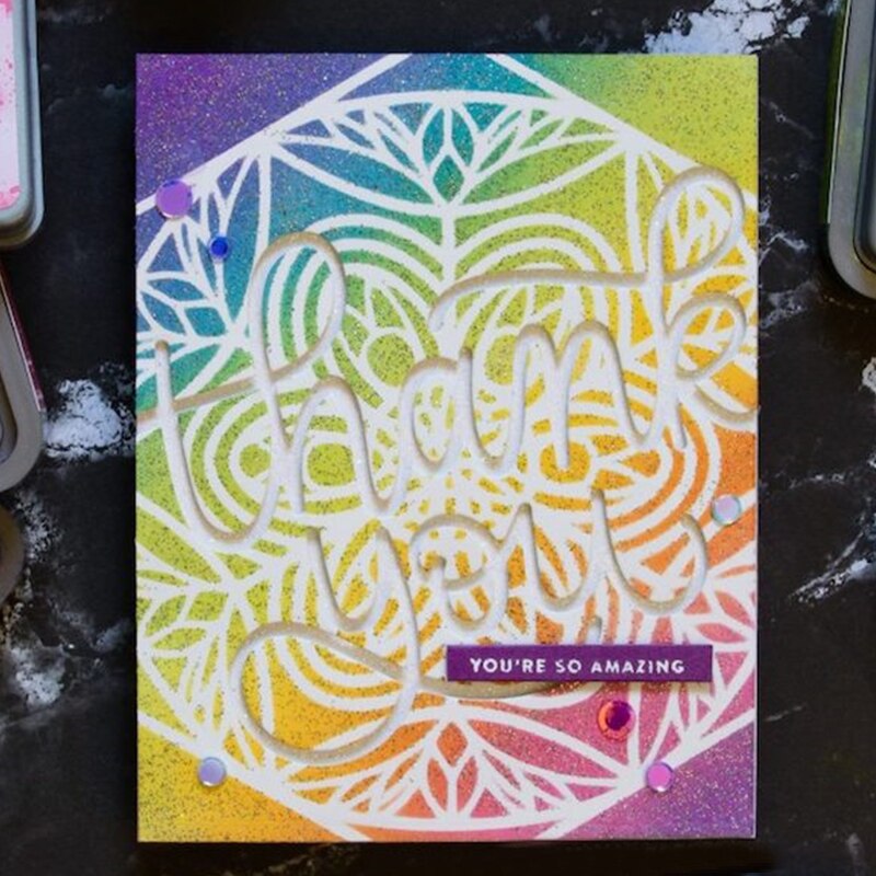 Firkantede blomsterblade lagdelt mix mønster baggrund tegneark gør-det-selv scrapbog kort album lav kunsthåndværk plast stencil 09