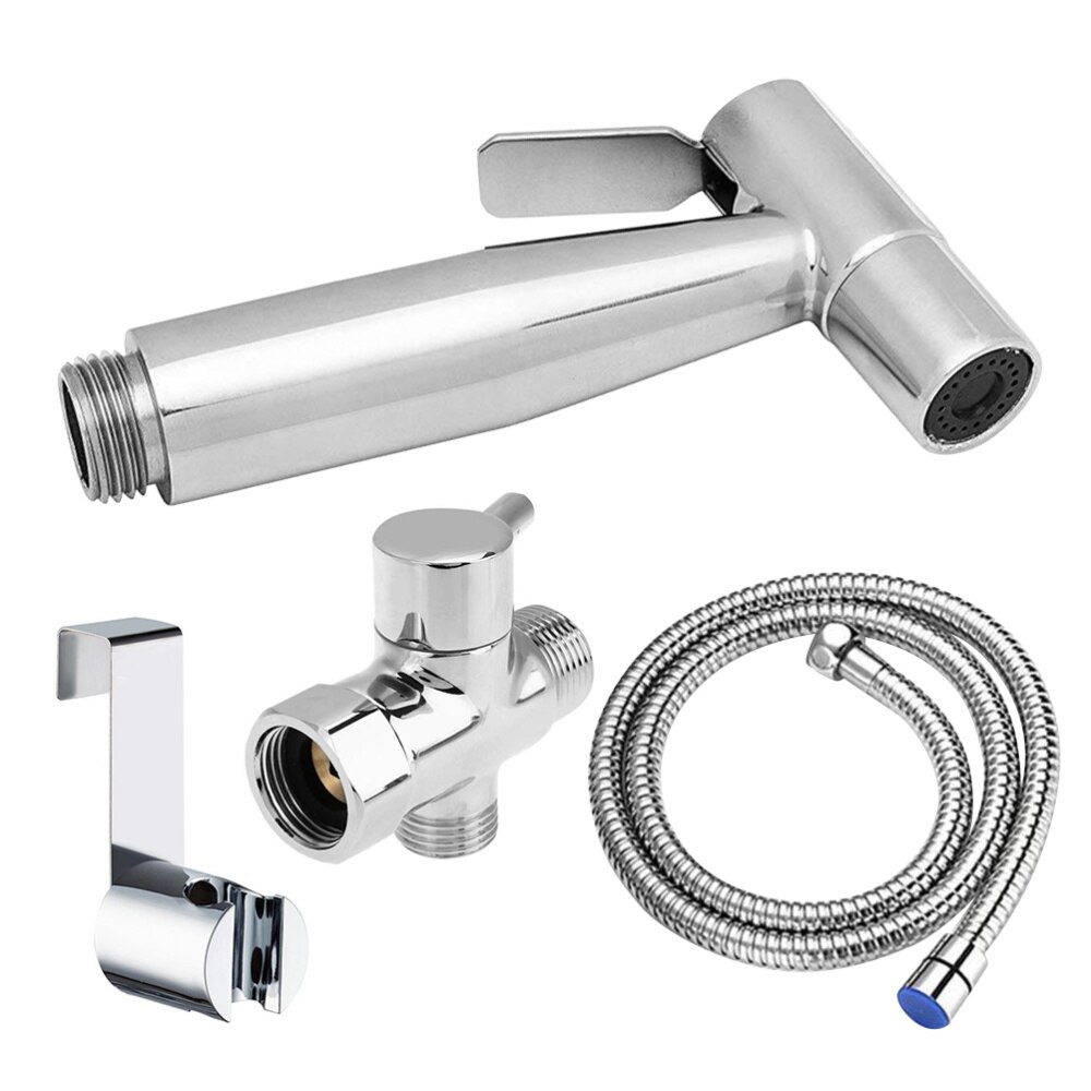 1 conjunto de aço inoxidável toalete bidé torneira conjunto handheld chuveiro do banheiro pulverizador higiênico chuveiro spray para banheiro bidé