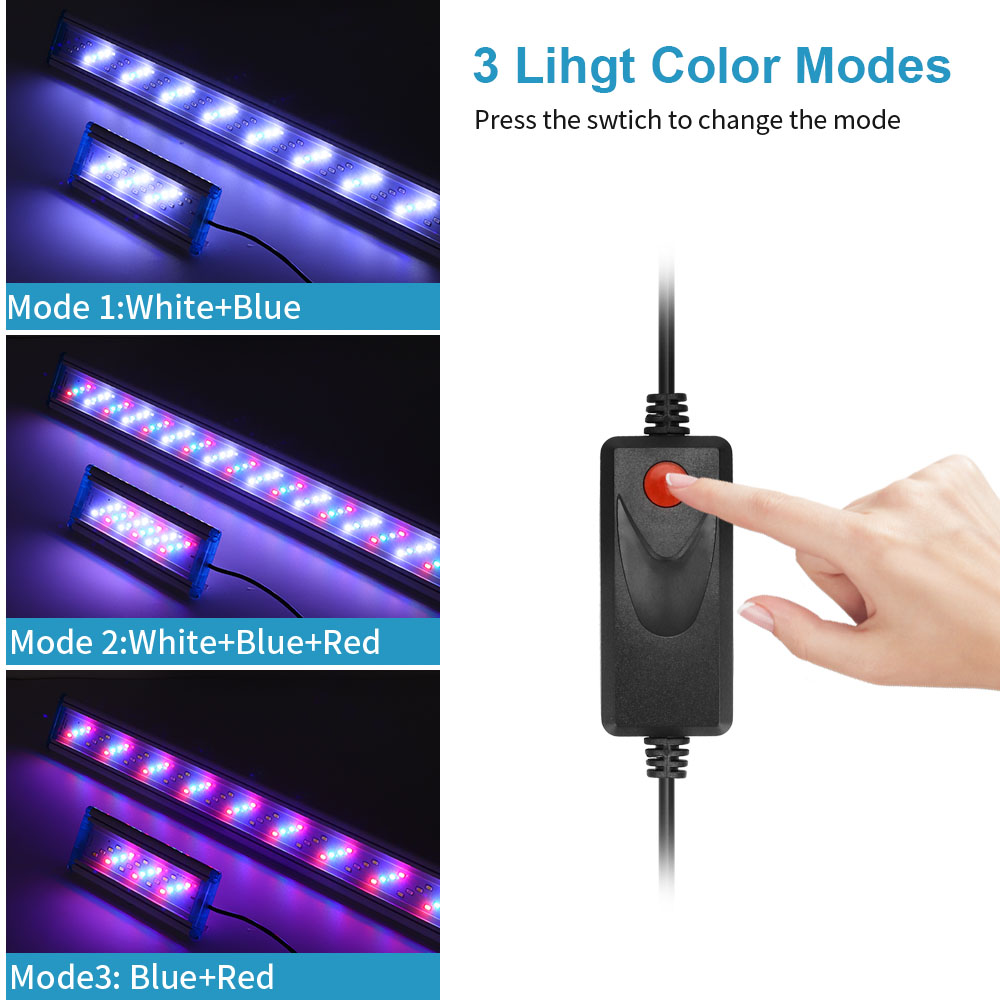 Superschlanke LEDs, Aquarienbeleuchtung, Wasserpflanzenlicht, erweiterbare Clip-an-Lampe, 18–75 cm, für Aquarium, 90–260 V