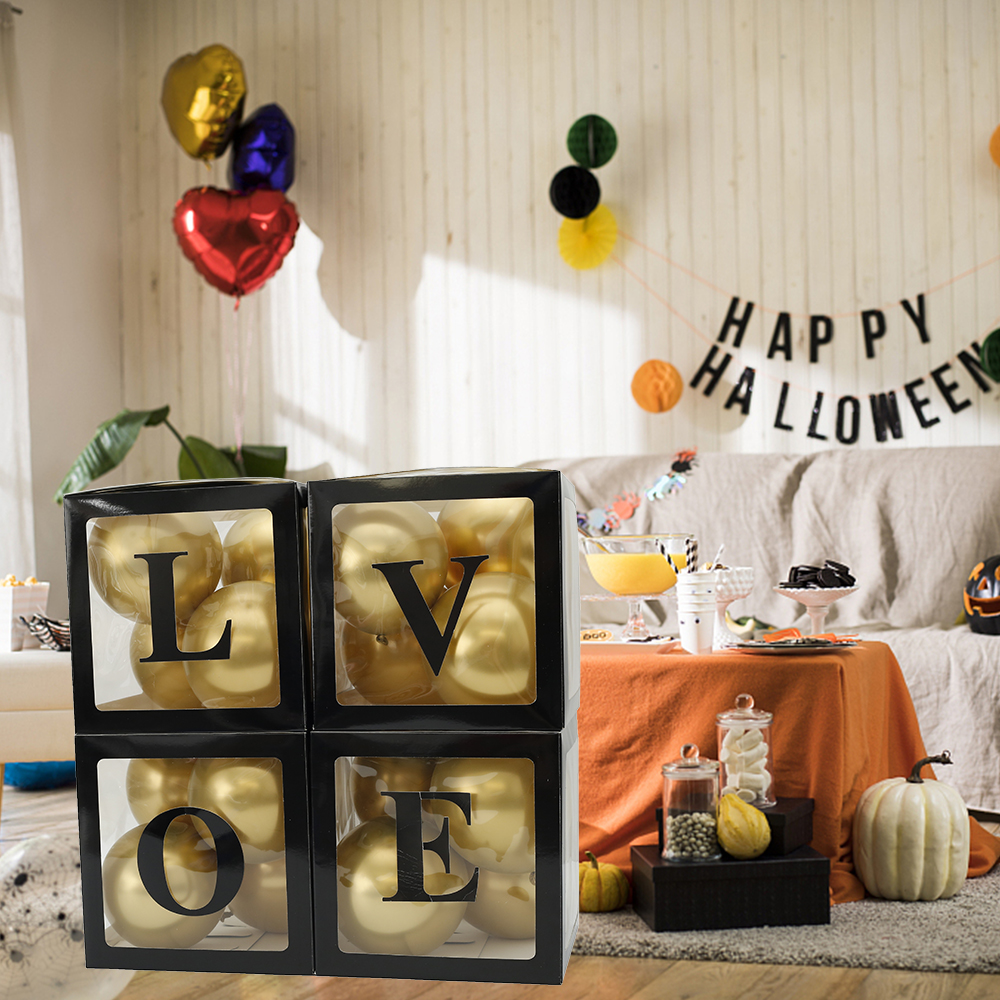 4pcs LOVE Balloon Box Transparent Balloon Box Wedding Birthday Party Christmas Decorations Adult Kids Ballons Accessories