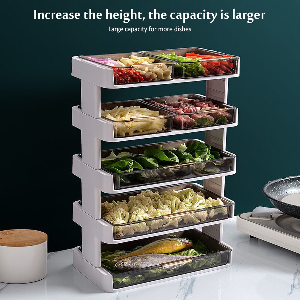 Kitchen Food Tray Cooking Plates 3/4 Layer Multi-Function Family Gathering Preparation Plat Transpar Pot Side Dish Rack
