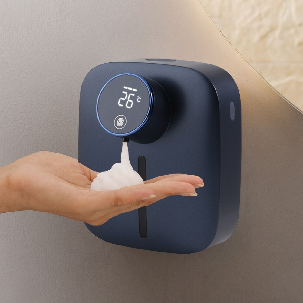Draagbare Digitale Display Auto Sensor Schuim Zeepdispenser Smart Muur Opknoping Usb Oplaadbare Wassen Hand Machine Voor Thuis: Blue