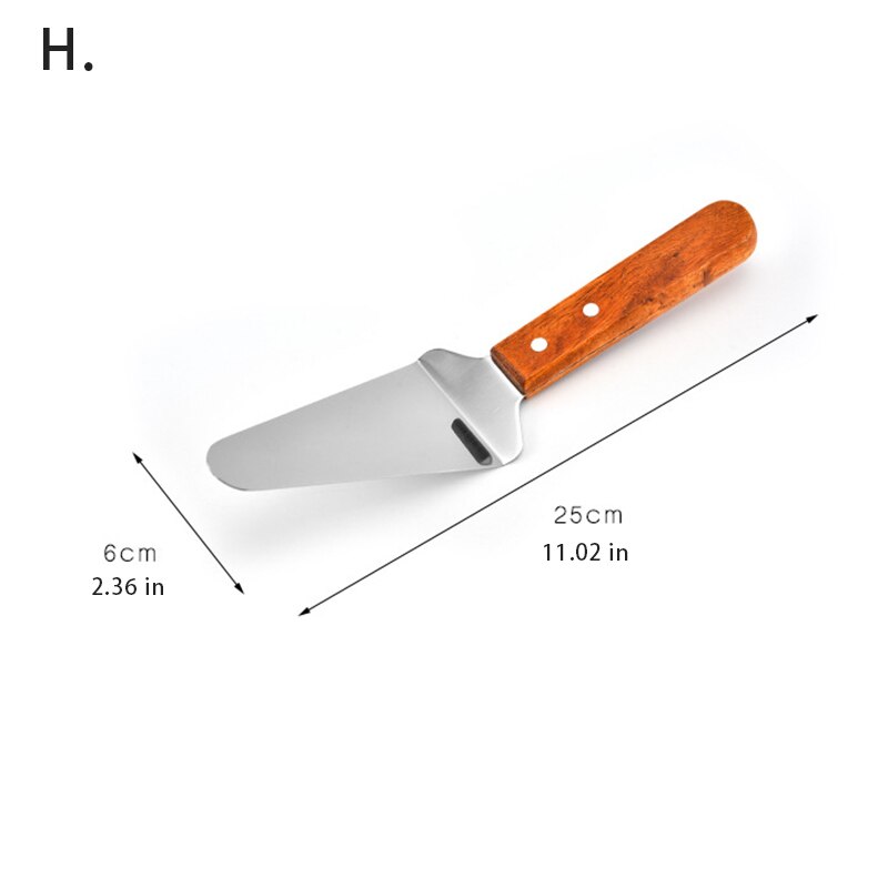 Goud Keukengerei Spatel Houten Handvat Barbecue Turner Rvs Pannenkoek Teppanyaki Hibachi Droge Pan Accessoires: H