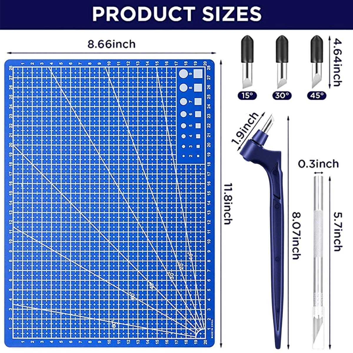 13Pcs DIY Art Craft Cutting Tool With 360Rotating 15/30/45Degree Blades Safety Scrapbook Stencil Cutter Craft Cutting Tools Kit