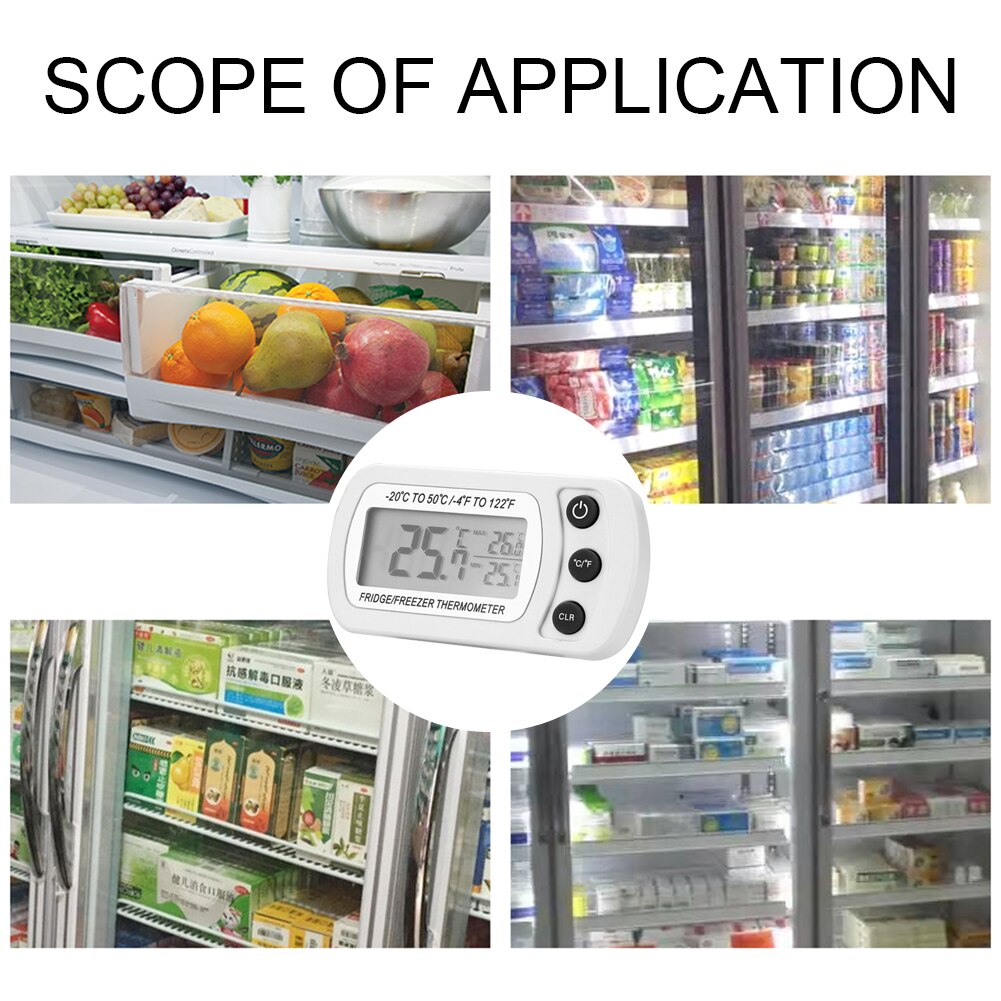 Waterproof LCD Digital Thermometer Refrigerator Freezer Temperature Humidity Sensor Meter Thermometer with Magnet Hook