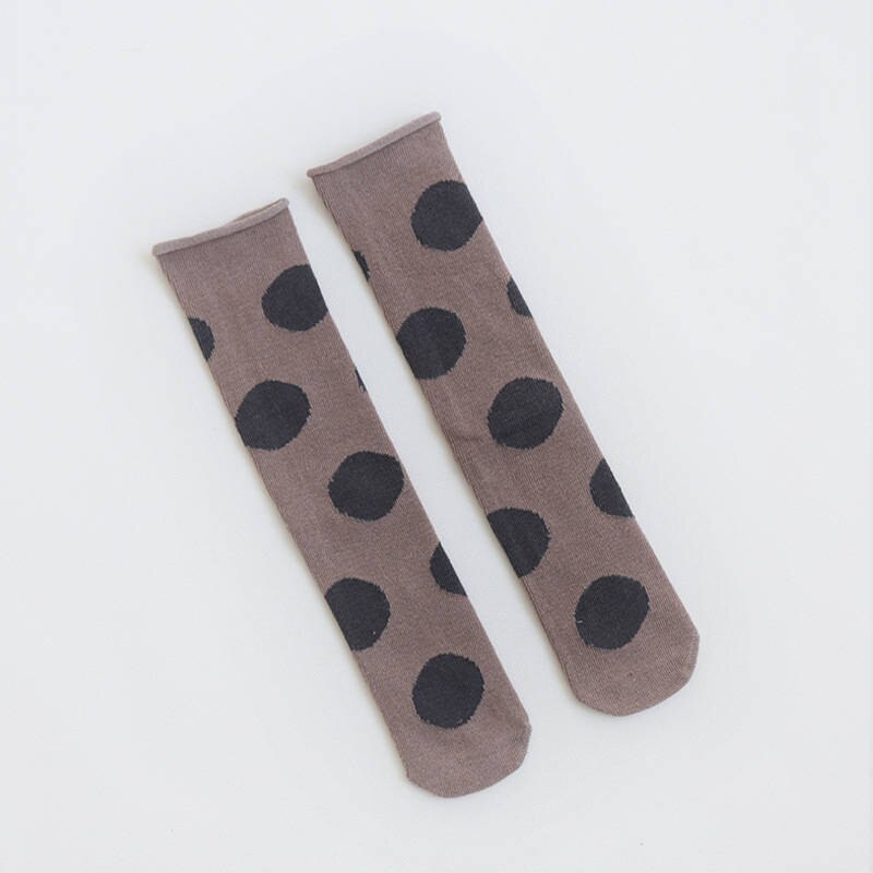 Balleenshiny Kids Socks Girls Boys Baby Knee High Large wave point Sock Cotton Baby Socks Newborn Leg Warmer 0-3Y: dark coffee