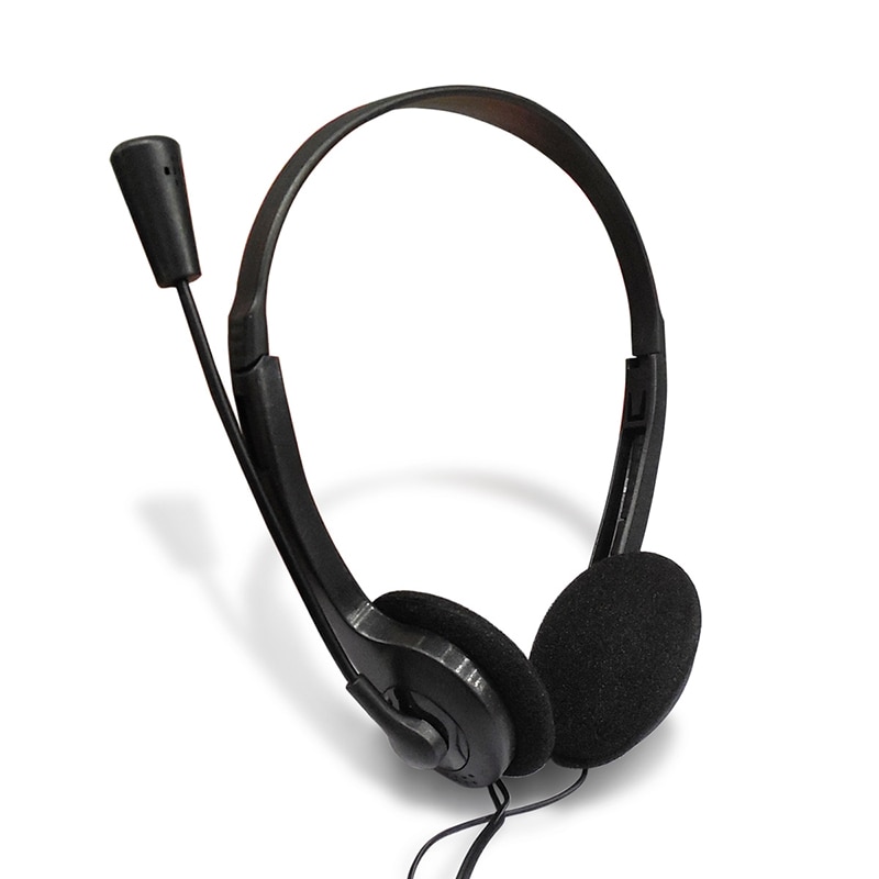 Zwart 3.5 Mm Microfoon Verstelbare Hoofdband Wired Stereo Headset Noise Cancelling Oortelefoon Voor Klantenservice Computer