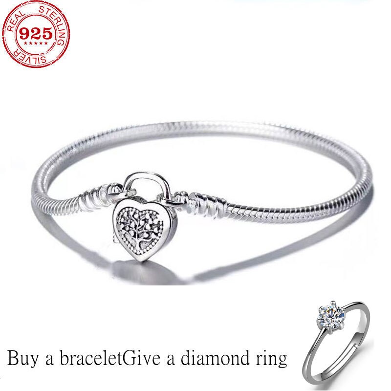 Real 100% 925 Sterling Zilveren Pan Armband Liefde Hart Kristal Armband Voor Vrouwen Fit Originele Diy Charm Sieraden