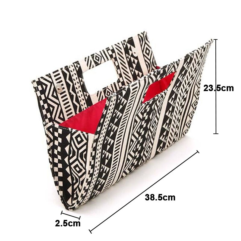 Women Classic Black And White Geometric Patterns Handbags Print Canvas Small Canvas Day Clutches Evening Bags