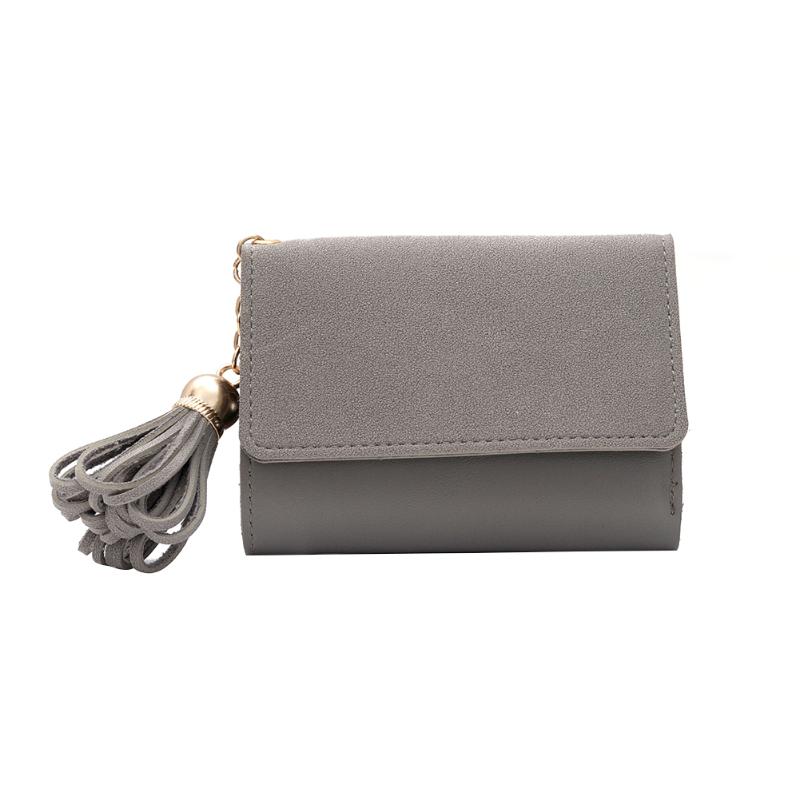 Bolsa de cartão de carteira de couro de cor pura: Gray S