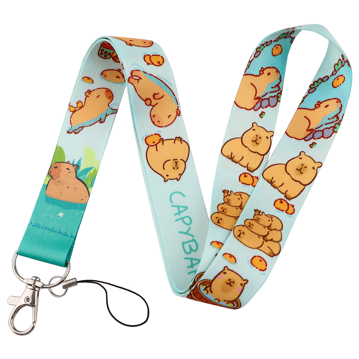 Cute Capybara Lanyard for Keys Neck Strap ID Card Badge Holder Cell Phone Strap Key Chain Key Holder Key Rings Accessories: WHITE