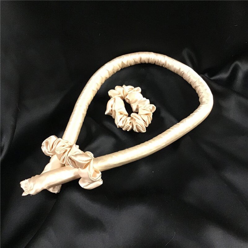 Rouleau à friser en Satin de soie sans chaleur, avec chouchous, accessoires pour bigoudis, ruban