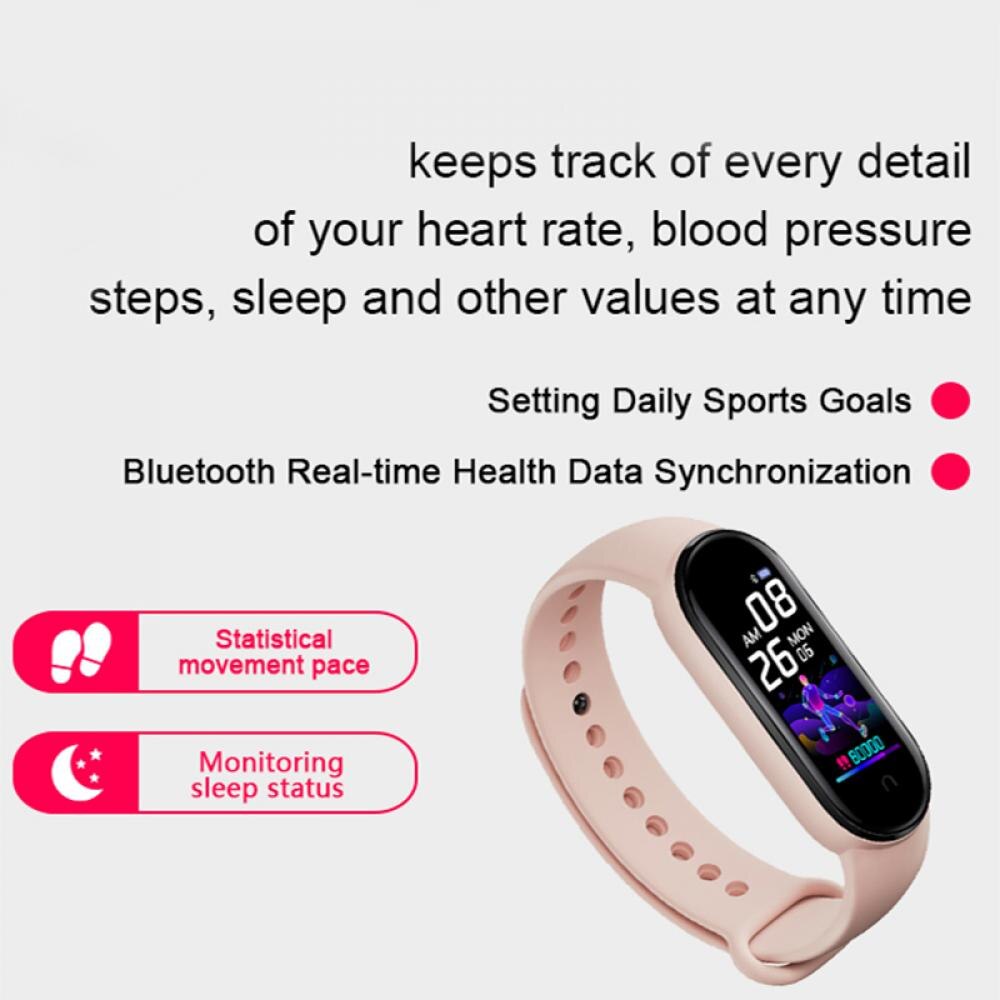 M5 Smart Band Fitness Trcker Sport Bracelet Pedometer Heart Rate Blood Pressure Bluetooth Health Wirstband Weather Smartwatch