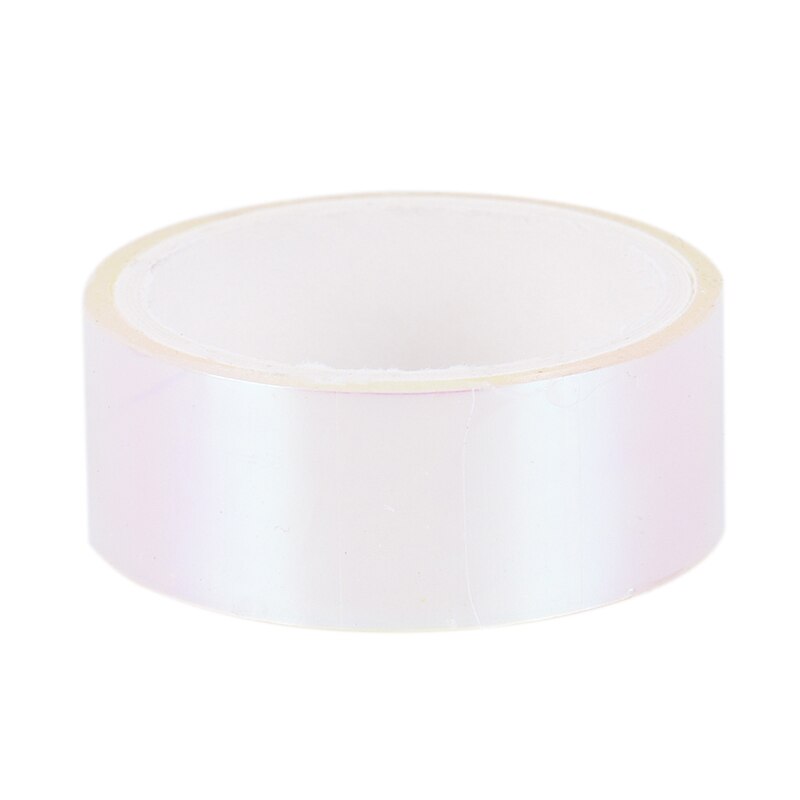 1 stk 5m rytmisk gymnastik dekoration holografisk rg prismatisk glitter tape bøjler stick 500cm x 1.5cm: Hvid